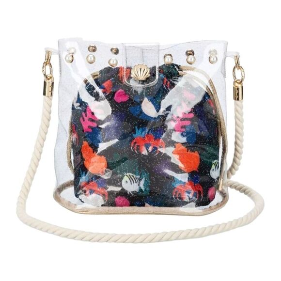 The Little Mermaid Live Action Movie Purse See Through Sparkle Handbag Flounder - Picture 2 of 3